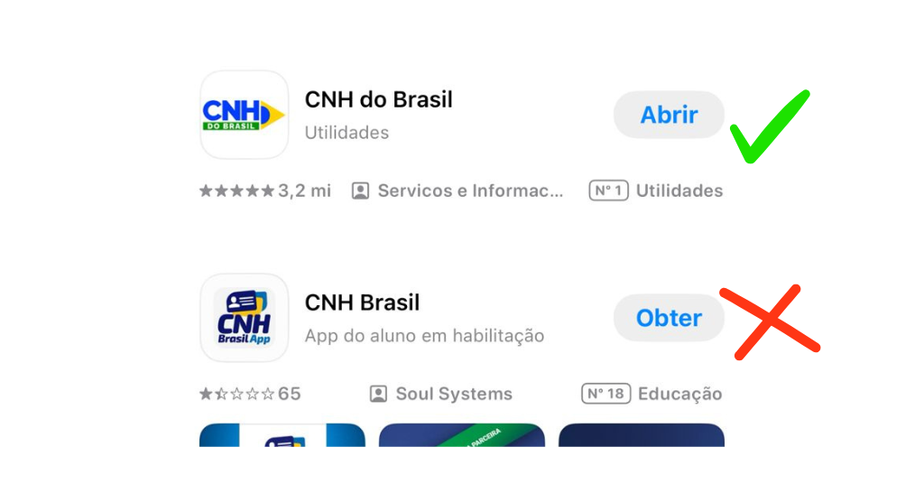 aplicativo correto CNH do Brasil